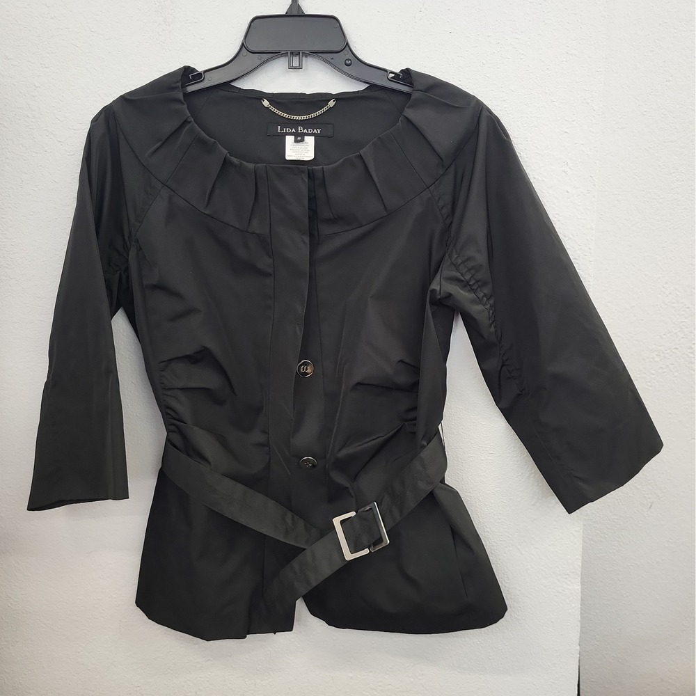Vintage Lida Baday Lightweight Belted Jacket, Black, Size 10